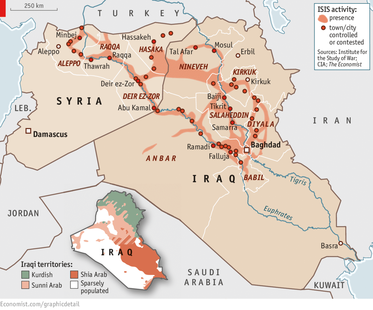 The Economist, June 2014: Areas under ISIS control